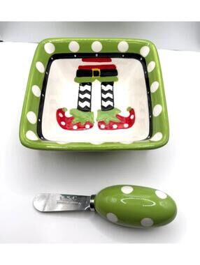 Christmas Bowl with Spreader - Elf Legs from the Mainstreet Collection